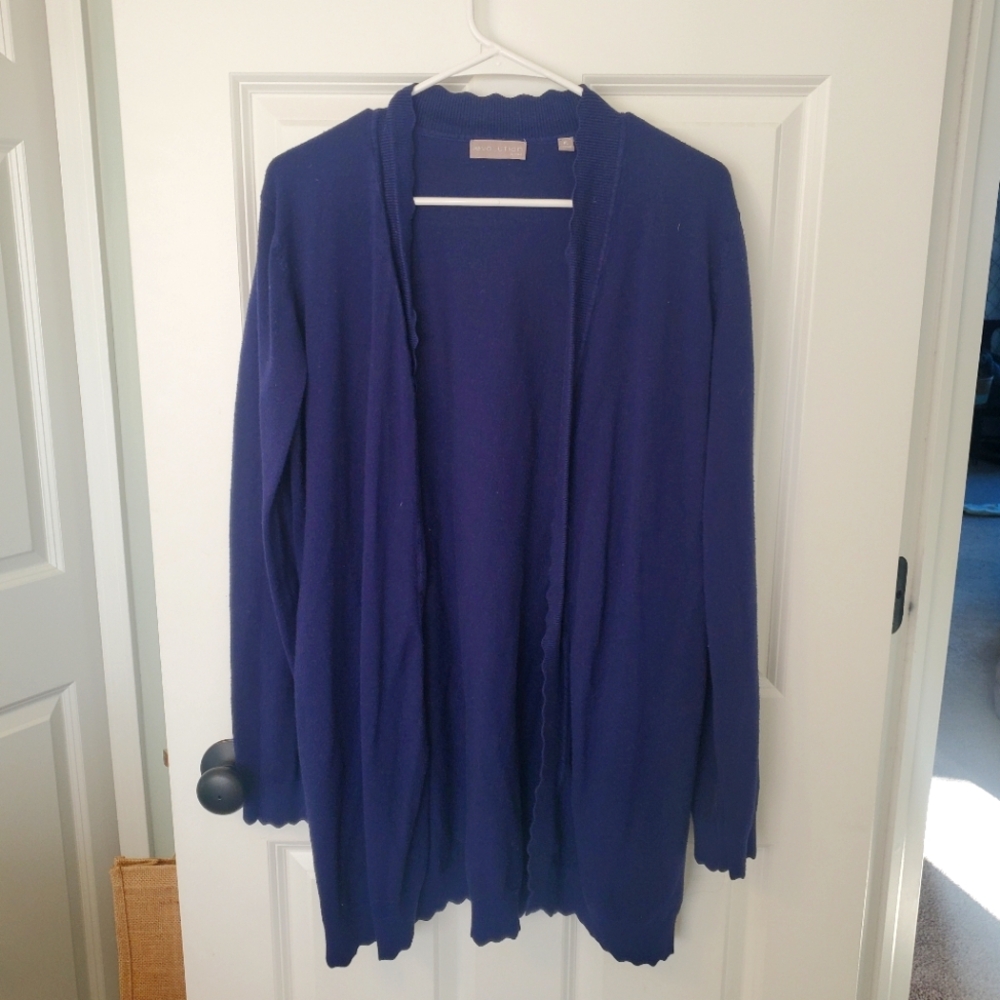 Navy Scallop Hem Cardigan